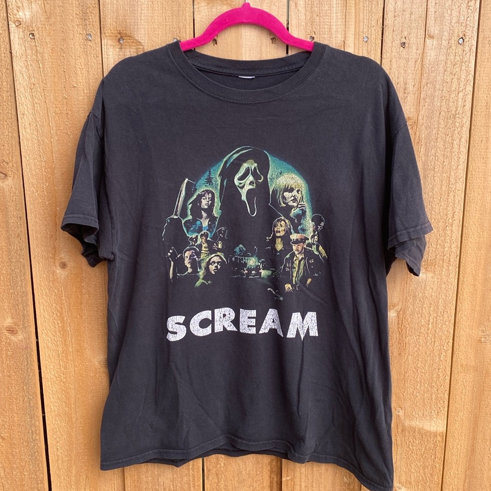 VTG 90s Scream Horror Movie Graphic Tee Medium Black Unisex Thrashed Ghostface